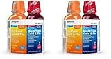Amazon Basic Care Daytime and Nighttime Cold and Flu Relief Syrup Combo Pack, Powerful Liquid Flu and Cold Medicine for Day and Night, Gluten Free, Original & Cherry, 12 fl oz (Pack of 4)
