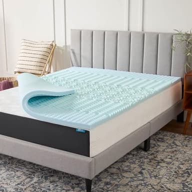 LUCID 2 Inch Zoned Gel Memory Foam Mattress Topper, Queen