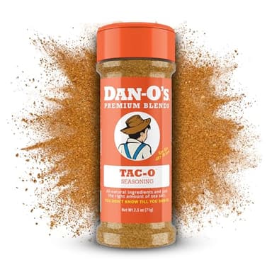 Dan-O's Tac-O Seasoning, 2.5 oz Bottle, All Purpose Taco Seasoning for Tacos, Quesadillas, Ground Beef, Guac and More, Sugar Free, Zero Calorie, Use this Spice Blend for a Flavorful Kick to Any Dish