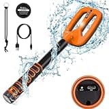 OMMO Underwater Metal Detector, IP68 Fully Waterproof Rechargeable Metal Detector with 3 Modes Vibration&Sound, Square, Orange, OM111