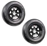 eCustomrim 2-Pack Radial Trailer Tires On Rims ST205/75R15 Load Range C 5-4.5 Black Spoke Wheel - 6 Year Warranty w/Free Roadside