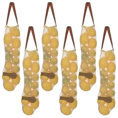 Classicseali 6pcs Onion Storage Bag,48cm/18.9 Inch Onion Bags, Reusable Washable Meshes Produce Bag for Kitchen Refrigerator Potato Onions Garlic Vegetable Fruit Storage