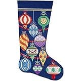 Alice Peterson Home Creations Holiday Edition Needlepoint Stocking Kit- Elegant Ornaments- Large, Deluxe Size