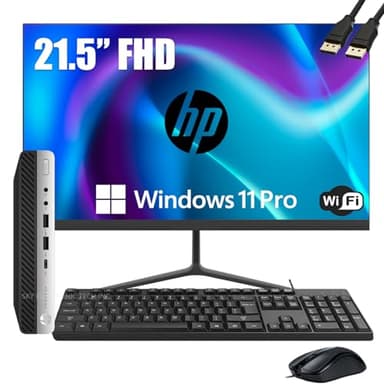 HP ProDesk 600 G3 Mini Desktop Computer PC with 21.5" FHD Monitor PC Bundle, Intel i5-6500 2.5GHz, 16GB RAM, 256GB SSD, Keyboard and Mouse, Windows 11 Pro (Renewed)