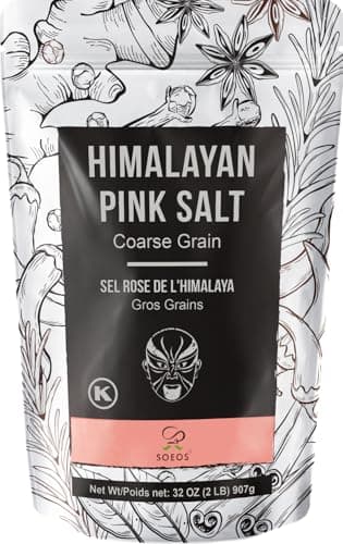 Soeos Himalayan Pink Salt, Coarse Grain, 2 Pound (32 Oz), Pink Himalayan Sea Salt, Himalayan Salt Coarse Salt, Pink Salt for Grinder Refill, Kosher & Natural Certified, Healthy