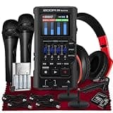 Zoom R4 Multitrak, 32-Bit Float Recorder, 4-Track Recording w/Stereo Bouncing, Dual XLR/TS Inputs with 4 XLR Cables, Rechargeable Batteries, Headphone w/Built-In Mic, Tripod, 2 Handheld Mic & More