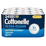 Cottonelle Ultra Clean Toilet Paper with Active CleaningRipples Texture, Strong Bath Tissue, 24 Family Mega Rolls (24 Family Mega Rolls = 132 Regular Rolls) (4 Packs of 6), 353 Sheets per Roll