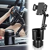 SCRWVESS Cup Holder Phone Mount, 2 in 1 Cup Holder Expander for Car Long Arm with 360°Rotation Cup Holder Cell Phone Holder for Car Compatible with All Smartphones