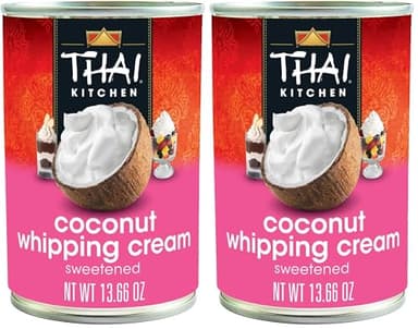 Thai Kitchen Coconut Whipping Cream, Sweetened, No Artificial Colors or Preservatives, Non-Dairy Alternative to Whipped Cream, For Dairy Free Desserts, 13.66 fl oz (Pack of 2)