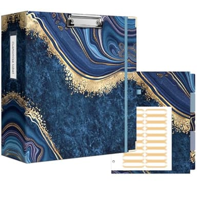 Ospelelf 3 Ring Binder for Letter Size Paper with 5 Tab Dividers, 3 Inch Ring, 4.4 Inch Spine, Blue Large Binder with Clip for School and Office Supplies