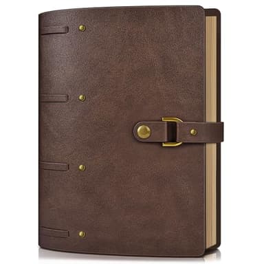 Leather Journal Notebook, 100 GSM Thick Lined Paper Refillable Vintage Travel Notebook with Gift Box, A6 Size 5.3 x 7 inches 260 Pages 6 Ring Binder Journal Writing Diary Note Taking for Men and Women – Brown