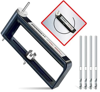 BRUNNWEST Adjustable Sheet Metal Hole Cutter with 4 Extra BITS, Sheet Metal Circle Cutters, Metals Holes Saw, HVAC Ductwork/Duct Hole Cutter - Cut 2-12” Circles Holes in 24Ga Steel and 26Ga Stainless