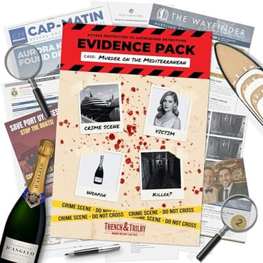 Murder Mystery Game – Cold Case Detective Kit & Crime Investigation – Solve Celebrity Murder on Luxury Cruise Ship – Immersive Evidence Pack with Online Clues – Game Night & Gift by Trench & Trilby