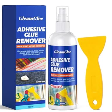 Adhesive Remover Spray 5.03oz – Powerful Glue & Sticker Remover for Tape, Labels, Silicone, Grease, Gum & Wax Residue – Safe on Glass, Metal, Plastic, Wood & Hard Surfaces – Includes Scraper