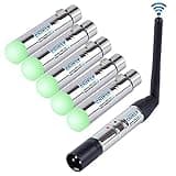 CHINLY 6pcs 2.4G DMX512 Wireless 1 Male Transmitter & 5 Female Receivers Control Short Version for Stage PAR Party Light