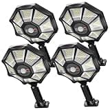 Solar Lights Outdoor Waterproof, 360° Wide Angle Solar Flood Lights Outdoor Dusk to Dawn, Solar Street Lights Outdoor Motion Sensor with Remote, Super Bright LED Solar Security Lights for Yard 4-Pack