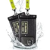 Pelican 2 Pack Marine - IP68 Waterproof Phone Pouch (Regular Size) Floating Waterproof Phone Case - Beach Cruise Ship Travel Essentials - Works w/ All Phones - Detachable Lanyard - Black/Hi-Vis Yellow