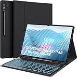 CHESONA Keyboard Case for Samsung Galaxy Tab S10+/S9 FE+/S9+ 12.4, 7-Color Backlit Keyboard with S Pen Holder, Magnetic Detachable Wireless Keyboard & Slim Cover for S9 Plus/S9 FE Plus 2023, Black