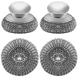 Stainless Steel Wool Scrubber with 2 Replacement Pads - Clean Metal Pans, Pots, Grills & More