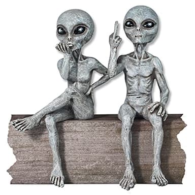 John Bernard & Company “Rude & Flirty” Alien 10” H Shelf Sitter Assortment Extraterrestrial Figurine Set Indoor/Outdoor Funny Home Patio or Garden Decoration – Set of 2 (Alien Gray)