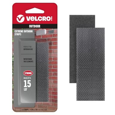 VELCRO Brand Industrial Strength Fasteners | Extreme Outdoor Weather Conditions | Heavy Duty Strength Holds up to 15 lbs | 4 x 2 inch Strips, 3 Sets, Titanium,VEL-30757-USA