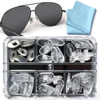 Push-in Eyeglass Nose Pads - PFDHQS 18 Pairs Glasses Nose Pads Replacement Kit - 6 Options Available for Replacing and Having Spare Nose Pads for Sunglasses