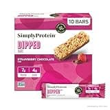 Simply Protein - Strawberry Chocolate Dipped Bars, 10 Bars - Plant Based Protein Snack Bars, Snacks for Kids - 7g Protein, 4g Sugar, 100 Calories - Vegan, Gluten Free, Non GMO, Kosher - 2 Boxes