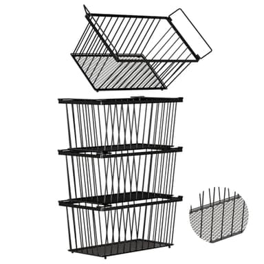 ANJUBAN Enhanced Leak-Proof Bottom - Freezer Organizer Bins ，4 Pack Stackable Deep Freezer Organizer Bins for 7 Cu.FT Small Chest Freezer，organization and storage，pantry organizers(4 Pack-black)