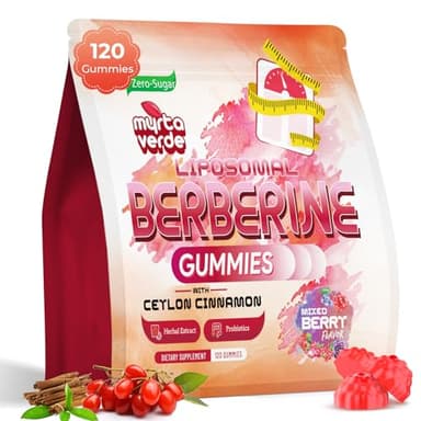2000mg Liposomal Berberine Supplement Gummies | High Potency Berberine HCL Activates AMPK with Ceylon Cinnamon | Dual Gut–Glucose Innovation | Advanced Absorption | Zero Sugar Mixed-Berry | 120 Count