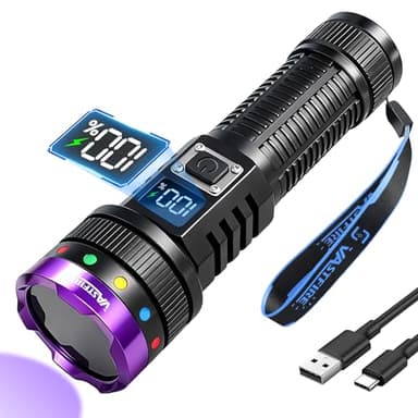 365nm UV Flashlight Rechargeable with Filter Lens, 30W Black Light Flashlight Powerful with LCD Display, Strong Ultraviolet Blacklight for Resin Curing, Pet Urine Detection, Rocks, Scorpion,etc