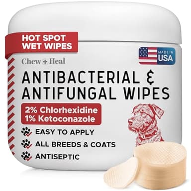 Soothing Dog Paw Wipes for Itchy Skin - Antibacterial and Antifungal Formula With Chlorhexidine and Ketoconazole - Daily Paw Cleaning Alternative to Shampoos - All Breeds | 50 Count | Made in the USA
