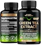 Green Tea Extract Capsules with Green Coffee Beans & Apple Cider Vinegar - Energy & Metabolism Support - Green Tea Supplement 50% EGCG - 20:1 Natural Extract - for Men & Women - 120 Vegan Capsules