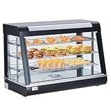 35 Inch Commercial Food Warmer Display, 3-Tier Pastry Display Case Countertop with Adjustable Shelves, LEDD Light, Electric Food Warmer with Tempered Glass for Party Buffet