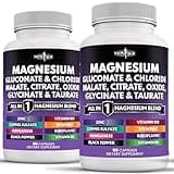 NEW AGE Magnesium Supplement -Powerful Glycinate Citrate Malate Oxide Taurate Aspartate Gluconate Orotate & Mag Chloride Manganese Bone Health and Bone Strength, Joint Support- 180 Count