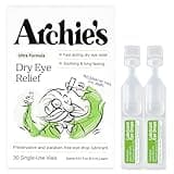 Archie's Remedies, Dry Eye Relief, Ultra Lubricating Eye Drops, Clean Formula and Preservative-Free Vials, Single-Use, for Irritation and Red Eyes, Natural Tears, 30 Count