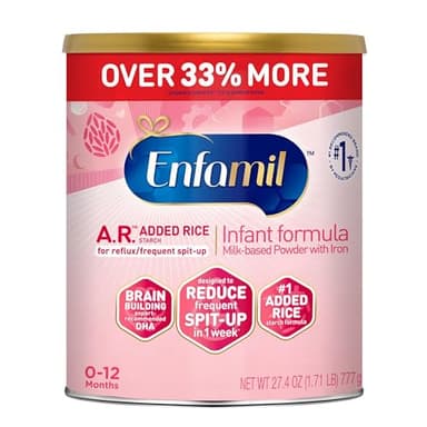 Enfamil A.R. Infant Formula, Proven to Reduce Reflux & Spit-Up in 1 Week, with Iron, DHA for Brain Development, Probiotics for Digestive & Immune Health, Powder Can, 27.4 Oz