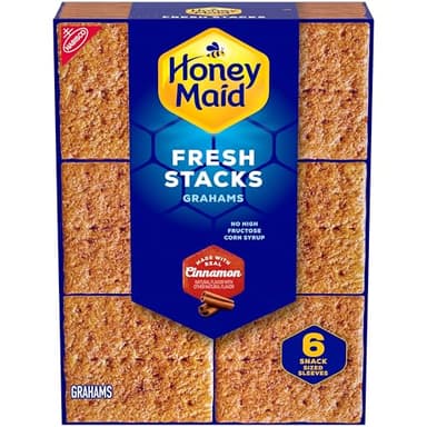 HONEY MAID Fresh Stacks Cinnamon Graham Crackers, Travel Snacks, 12.2 oz (6 Multi Snack Packs)