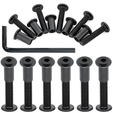 Xrfoiniu 50 Pcs M8x40mm Furniture Bolts Black Hex Screws and Barrel Nuts Kit Binding Post Screw for Furniture Connector Bolts Bunk Bed and Wood Working Tools(Black)