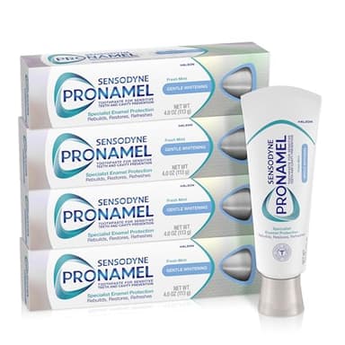 Sensodyne Pronamel Gentle Teeth Whitening Enamel Toothpaste for Sensitive Teeth, to Reharden and Strengthen Enamel, Amazon Exclusive, Fresh Mint - 4 Ounces (Pack of 4)