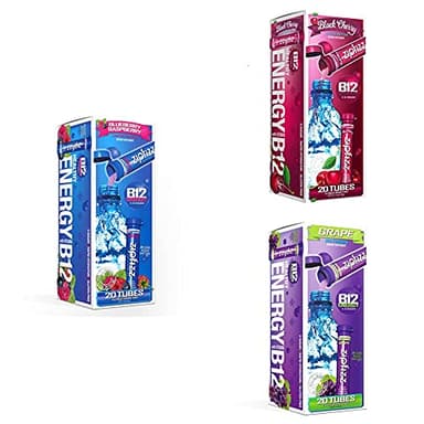 Zipfizz Healthy Energy Drink Mix, Hydration with B12 and Multi Vitamins (Black Cherry & Berries Bundle) 60 Count