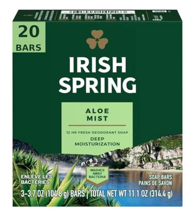 Irish Spring Aloe Bar Soap 3.75 Oz-pack of 20 Bars
