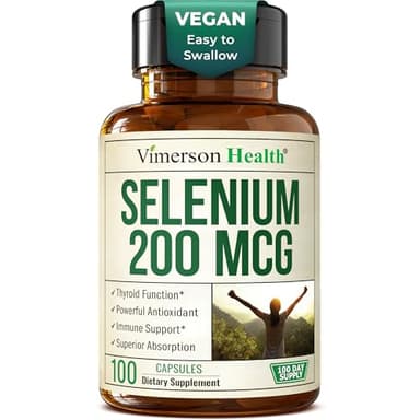 Selenium 200 mcg Capsules – High-Potency Selenium Supplement for Thyroid, Antioxidant & Immune Support – Highly Bioavailable L-Selenomethionine Essential Mineral Supplements – Vegan, 100 Capsules