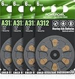 POWEROWL Hearing Aid Batteries Size 312, High Capacity Cell, Long Lasting 312A Battery, 24 Count