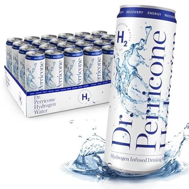 Dr. Perricone Hydrogen Water 24-Pack (12oz) – Molecular Hydrogen Water 1.0–1.5ppm | Natural Antioxidant Hydration, Portable Life Hydrogen Water Bottle Alternative, Energy, Recovery & Skin Health | Hydrogenated ionizer