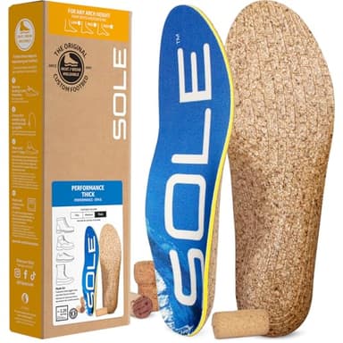 SOLE Performance Thick Insoles - Custom Moldable Orthotic Support for Any Arch Type, Plantar Fasciitis Relief - Mens Size 10/Womens Size 12, 1 Pair