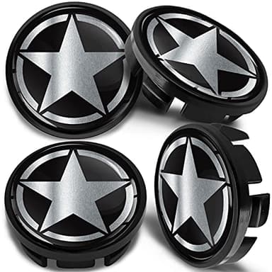 SkinoEu 4 x 65mm Wheel Centre Alloy Hub Center Caps Compatible with VW 3B7 601 171 / 6U7 601 171 Hubcaps Silver Star CV 43