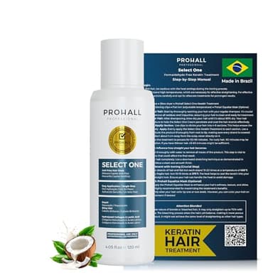 Brazilian Keratin Treatment Blowout Complex-PROHALL SELECT ONE 4.05 oz-Formaldehyde Free Keratin Hair Treatment at Home-Queratina Brasileña Keratina Para Alisar el Pelo Sin Formol-Off White