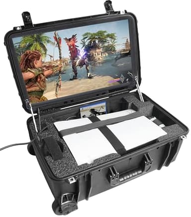 Case Club Gaming Station Fits PS5. Comes with Built-in 24" 1080p Monitor. Fits PlayStation 5 (Gen 1 Disc, Digital, or Slim), Controllers, Games, and More. 1MS / 144 Hz