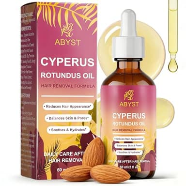 Pure Cyperus Rotundus Oil for Hair Removal Care, 2 fl oz - Natural Hair Growth Inhibitor to Slow Regrowth for Face & Body, Soothes Skin After Shaving & Waxing, Leaves Skin Smooth (1 Pcs)