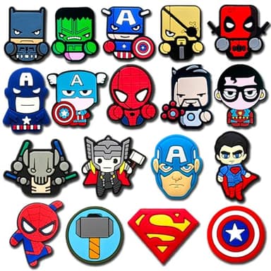 18Pcs Cartoon Shoe Decoration Charms for Croc Clog Sandals (Black)